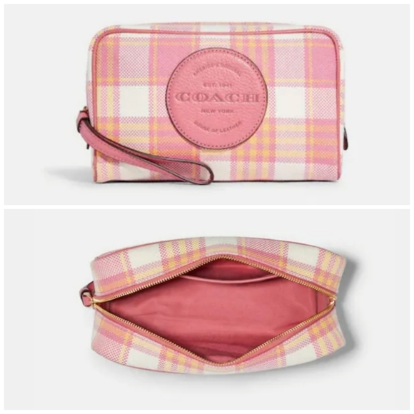 π₯FIRE SALEπ₯ππNWTβΌοΈCoach Garden Plaid Dempsey Boxy Cosmetic Case - Picture 1 of 7